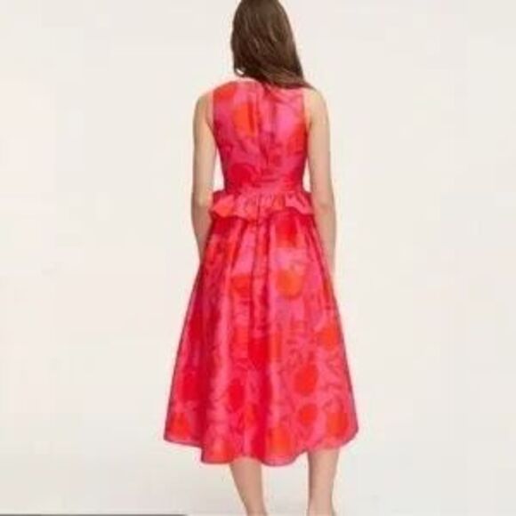 Kate Spade New York x Target Rose Peplum Midi Dress Red / Pink Size 10 - Picture 2 of 3
